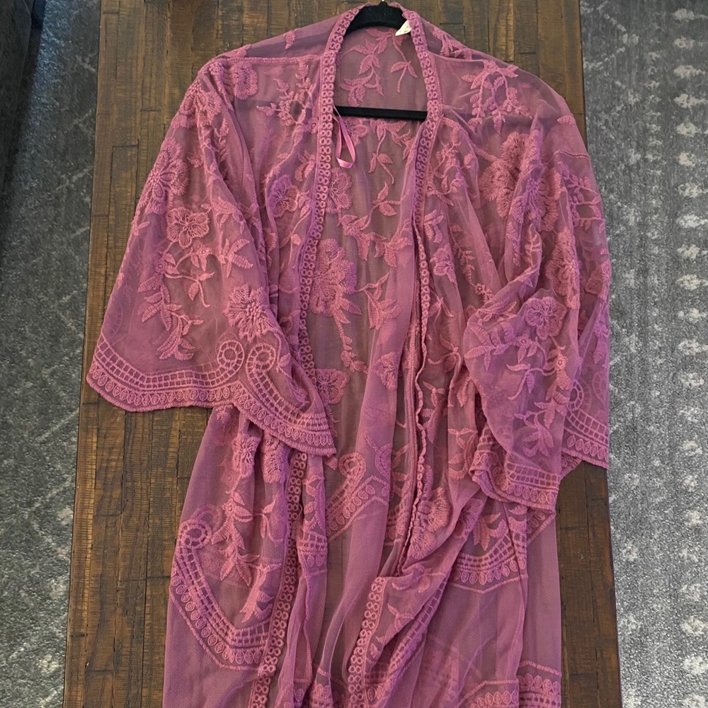 PinkBlush Lace Duster kimono